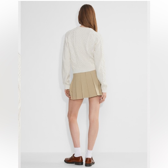 Aritzia Sunday Best Lima Cable Knit Sweater Heather Light Oatmeal Sz Medium - Picture 3 of 15